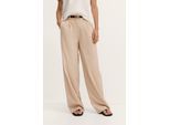 Stoffhose BUGATTI "Stretch", Damen, Gr. 38, Normalgrößen, beige (50, beige), 73% Polyester, 24% Viskose, 3% Elasthan, gestreift, gerade, Hosen Stoffhose, gestreift mit geradem Beinverlauf
