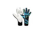 Torwarthandschuhe REUSCH "Attrakt RE:GRIP Strapless", Damen, Gr. 9, schwarz, hellblau, 55% Polyester, 44% Latex, 1% Baumwolle, Handschuhe, mit griffigem Profi-Haftschaum