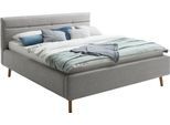 Polsterbett MEISE.MÖBEL "Lotte", grau, L:217cm, Bezug Bett: Strukturstoff (100% Polyester), Betten, Polsterbett, mit Lattenrost und Bettkasten
