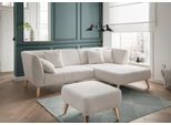 Ecksofa HOME AFFAIRE "Lazio modern und bequem, schmale Armlehnen, tolle Detailverarbeitung", weiß, B:264cm H:80cm T:160cm, 100% Polyester, Sofas, Ecksofa, Holzfußfarbe wählbar, inkl. 4x Zierkissen