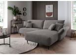 Ecksofa HOME AFFAIRE "Lazio modern und bequem, schmale Armlehnen, tolle Detailverarbeitung", grau (silber, zierkissen silber), B:255cm H:94cm T:178cm, 93% Polyester, 7% Polyamid, Sofas, Ecksofa, zwei verschiedene Fußfarben wählbar