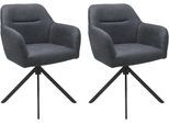 Esszimmerstuhl BYLIVING "MONTREAL", grau (anthrazit, schwarz), B:57cm H:81cm T:58cm, Metall, Stoff, Stühle, Esszimmerstuhl, Microfaser, bis 110 kg, 360 drehbar, Schaumstoff, Ziernaht Rücken