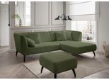 Ecksofa HOME AFFAIRE "Lazio modern und bequem, schmale Armlehnen, tolle Detailverarbeitung", grün (moosgrün), B:264cm H:80cm T:160cm, 100% Polyester, Sofas, Ecksofa, Holzfußfarbe wählbar, inkl. 4x Zierkissen