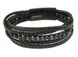 Edelstahlarmband ADELIA´S "Herren Armband aus Edelstahl mit Zuchtperle" Gr. 17, schwarz, Armbänder, Herren, 17, Edelstahl, Edelstahlarmband