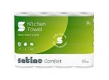 Satino Küchenrollen Comfort, 3-lagig, mit Prägung, L 14 m x B 220 mm, 100 % Recycling-Papier, hochweiss, 4 x 64 Blatt