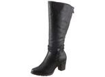 Stiefel RIEKER, Damen, Gr. 38, XL-Schaft, schwarz, Lederimitat, unifarben, Schuhe Stiefel, Langschaftstiefel, mit Zierbänder, XL-Schaft