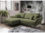 Ecksofa HOME AFFAIRE "Lazio modern und bequem, schmale Armlehnen, tolle Detailverarbeitung", grün, B:286cm H:96cm T:178cm, 100% Polyester, Sofas, Ecksofa, inklusive Armlehnenverstellfunktion, 4x Zierkissen gratis