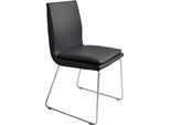 Esszimmerstuhl K+W KOMFORT & WOHNEN "Creso Lederstuhl", schwarz (nero), B:50cm H:88cm T:55cm, Bronco: Nappaleder pigmentiert, Dickleder, 1, 3/1, 5mm, mit rustikal gekörnten Narbenbild, Stühle, Esszimmerstuhl, mit Sitzkissen und Rundrohrkufe in Edelstahloptik gebürstet