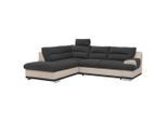 Mid.you , Schwarz, Sandfarben , Textil , Ottomane links, L-Form , 264x217 cm , Made in EU , Armteil rechts, Kopfteil links und rechts montierbar , Wohnzimmer, Sofas & Couches, Wohnlandschaften, Ecksofas