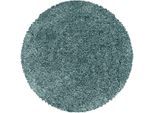 Hochflor-Teppich AYYILDIZ TEPPICHE "SYDNEY 3000", blau (aquablau), H:30mm Ø:120cm, Polypropylen (PP), Teppiche, Shaggy, Langflor, uni, auch rechteckig, Wohnzimmer