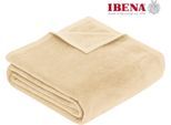 Wohndecke IBENA "Luxus", beige, B:180cm L:220cm, Baumwolle, Kunstfaser, Wohndecken, Wohndecke, verschiedene Größen, uni, Kuscheldecke, Premium, made in Europe