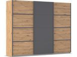 Kleiderschrank RAUCH "Schwebetürenschrank Garderobe Schrank TOP ANGEBOT Avola", grau (eiche artisan, graumetallic, leisten graumetallic), B:271cm H:210cm T:62cm, Holzwerkstoff, Schränke, Kleiderschrank, mit eleganten Zierleisten in Chrom, Schwarz oder Weiß MADE IN GERMANY