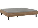 Bett WIMEX "Easy, große Auswahl an Größen und Farben, auch in Komforthöhe", braun (plankeneichefarben, schwarz), H:46cm L:210cm, Betten, Bett, ohne Kopfteil, ideal unter Dachschrägen oder Fenster