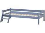 Jugendbett HOME AFFAIRE "ECO One", grau, B:98cm H:46,5cm L:166cm, Bett: Massive Nordische Kiefer, Betten, Jugendbett, Kinderbett mit Rausfallschutz und Leiter, 3 Farben/Matratze wählbar