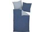 Wendebettwäsche JANINE "modernclassic 39028-28", blau (nachtschattenblau), B/L: 155cm x 200cm, 1 Stk., 1 Stk., Mako-Satin, B/L: 80cm x 80cm, Mako-Satin, Obermaterial: 100% Baumwolle, Bettwäsche, Wendebettwäsche, mit Reißverschluss