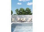 Gartenlounge-Set VENTURE HOME "Palazzo, großzügiges Outdoor-Set für hohen Sitzkomfort", beige, beige, schwarz, B:210cm H:74cm T:84cm, Polyester, Stahl, Sitzmöbel-Sets, Loungemöbel mit Stoffbezug, angenehm, weich