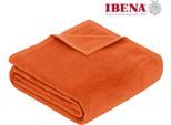 Wohndecke IBENA "Luxus", orange (terrakotta), B:180cm L:220cm, Baumwolle, Kunstfaser, Wohndecken, Wohndecke, verschiedene Größen, uni, Kuscheldecke, Premium, made in Europe