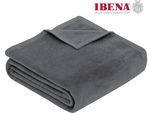 Wohndecke IBENA "Luxus", grau (anthrazit), B:180cm L:220cm, Baumwolle, Kunstfaser, Wohndecken, Wohndecke, verschiedene Größen, uni, Kuscheldecke, Premium, made in Europe