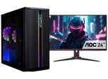 CAPTIVA Gaming-PC-Komplettsystem "Advanced Gaming R98-177 TFT Bundle", Energieeffizienz: F (A-G), schwarz, Microsoft Windows 11 Home (64 Bit), 16 GB RAM 1.000 GB SSD, Computer_Komplettsysteme