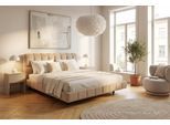 Polsterbett "Neela in 180cm x 200cm", beige (creme), B:194cm H:99cm L:229cm, 100% PES, ATLANTIC HOME COLLECTION, Betten, Polsterbett, gepolstertes Kopfteil und Rahmen, Bezug aus hochwertigen Strukturstoff