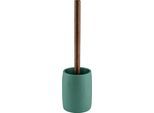 WC-Garnitur KLEINE WOLKE "Harper", grün (petrol), B:9,8cm H:34,5cm L:9,8cm Ø:9,8cm, Bambus, Polyresin (Kunststein), Reinigungsbürsten