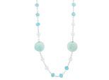 Kette mit Anhänger ADELIA´S "Damen Edelstahl Halskette mit Anhänger mit Amazonit", silber (silber, perle), Halsketten, Damen, unbekannt, Edelstahl