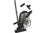 HANSEATIC Bodenstaubsauger "HEPA 12 Filtersystem, Saugkraft manuell einstellbar", schwarz (schwarz, silber), B:31cm H:25cm T:43cm, Bodenstaubsauger, inkl. 3 Jahre Herstellergarantie