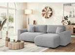 Ecksofa HOME AFFAIRE "VasbySuyal Schlafsofa 235cm L-Form mit Recamiere beidseitig montierbar", grau (hellgrau), B:235cm H:80cm T:138cm, 100% Polyester, Sofas, Ecksofa, Designsofa mit Bettfunktion und Bettkasten, Maße B/T/H: 235/138/80 cm