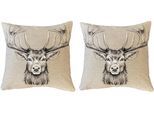 Dekokissen HOME WOHNIDEEN "CIERVO", beige (natur), B:45cm L:45cm, Baumwolle, Polyester, Dekokissen_Sitzkissen_Kissenhüllen, Dekokissen, mit Füllung, Gobelin