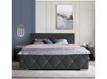 Boxbett HOME AFFAIRE "Alfie, inkl. Bettkasten&Topper", schwarz, L:211cm, Holzwerkstoff, Spanplatte, Komplettbetten, Boxbett, Wahlweise mit Knopfsteppung oder Strasssteinen, H2, H3 und H4 wählbar