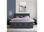 Boxbett HOME AFFAIRE "Alfie, inkl. Bettkasten&Topper", schwarz, L:211cm, Holzwerkstoff, Spanplatte, Komplettbetten, Boxbett, Wahlweise mit Knopfsteppung oder Strasssteinen, H2, H3 und H4 wählbar