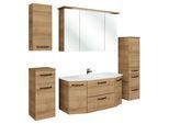 Badmöbel-Set SAPHIR "Quickset 318, mit Türdämpfer", braun (riviera eiche quer nachbildung), B:202cm H:200cm T:48cm, Holzwerkstoff, Kastenmöbel-Sets, Badmöbel-Set