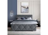 Boxbett HOME AFFAIRE "Alfie, inkl. Bettkasten&Topper", grau (anthrazit), L:211cm, Holzwerkstoff, Spanplatte, Komplettbetten, Boxbett, Wahlweise mit Knopfsteppung oder Strasssteinen, H2, H3 und H4 wählbar