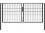 Zaundoppeltür ALBERTS "Flexo Plus", grau (anthrazit), B:300cm H:140cm, Stahl, Tore, Zaundoppeltür, anthrazit, verschiedene Abmessungen