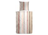 Bettwäsche PRIMERA "Feinbiber-Bettwäsche Leo Stripe", braun, B/L: 155cm x 220cm, 1 Stk., 1 Stk., Feinbiber, B/L: 80cm x 80cm, 2 Stk., Feinbiber, Obermaterial: 100% Baumwolle, Bettwäsche, Bettwäsche, mit Leo-Struktur