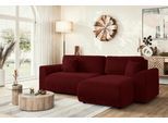 Ecksofa HOME AFFAIRE "VasbySuyal Schlafsofa 235cm L-Form mit Recamiere beidseitig montierbar", rot (bordeaux), B:235cm H:80cm T:138cm, 100% Polyester, Sofas, Ecksofa, Designsofa mit Bettfunktion und Bettkasten, Maße B/T/H: 235/138/80 cm