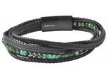 Edelstahlarmband ADELIA´S "Unisex Armband aus Edelstahl mit Tigerauge" Gr. 19, grün schwarz, Armbänder, Damen, 19, Edelstahl, Edelstahlarmband
