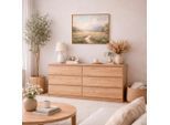 Kommode INOSIGN "Naia, 6 Schubladen im skandinavischen Design, Breite 158 cm", braun (jackson hickory), B:153,8cm H:70,1cm T:50cm, Holzwerkstoff, Sideboards, Kommode, Viel Stauraum mit griffloser Front, in mehreren Farben
