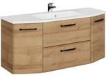 Waschtisch SAPHIR "Quicket 318, mit Mineralmarmorbecken, 112cm breit", braun (riviera eiche quer nachbildung), B:112cm H:53,5cm T:48cm, Holzwerkstoff, Waschtische, Waschtisch