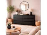 Kommode INOSIGN "Naia, 6 Schubladen im skandinavischen Design, Breite 158 cm", schwarz, B:153,8cm H:70,1cm T:50cm, Holzwerkstoff, Sideboards, Kommode, Viel Stauraum mit griffloser Front, in mehreren Farben