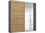 Schwebetürenschrank RAUCH "Kleiderschrank Schrank Garderobe AURELIO", grau (graumetallic, eiche artisan), B:175cm H:210cm T:59cm, Holzwerkstoff, Schränke, Schwebetürenschrank, zeitloses Design, viele Farben, Breiten 175/218/261 cm MADE IN GERMANY
