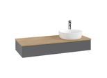 Villeroy und Boch Antao Waschtisch-Unterschrank L12051GK mit Beleuchtung, 120x19x50cm, Hahnloch, Waschbeckenplattenfarbe honey oak, anthracite matt lacquer