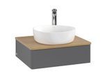 Villeroy und Boch Antao Waschtisch-Unterschrank L07051GK mit Beleuchtung, 60x19x50cm, Hahnloch, Waschbeckenplattenfarbe honey oak, anthracite matt lacquer