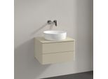 Villeroy und Boch Antao Waschtisch-Unterschrank K18050HJ 60x36x50cm, Hahnloch, Waschbeckenplattenfarbe Lack, silk grey matt lacquer