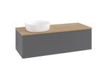 Villeroy und Boch Antao Waschtisch-Unterschrank L33111GK mit Beleuchtung mit Struktur, 120x36x50cm, Waschbeckenplattenfarbe honey oak, anthracite matt lacquer