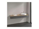 Villeroy und Boch Antao Waschtisch-Unterschrank L16011GK mit Beleuchtung, 2 Auszüge, 1600 x 190 x 500 mm, Front ohne Struktur, Anthracite Matt Lacquer / Honey Oak