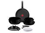 Pfannen-Set TEFAL "Ingenio Excellence Keramik", schwarz, Pfannen, Pfannen-Set, abnehmbarer Ingenio-Griff, Thermo-Signal, stapelbar, Induktion