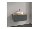 Villeroy und Boch Antao Waschtisch-Unterschrank L30151GK mit Beleuchtung, 1 Auszug, 800 x 360 x 500 mm, Front mit Struktur, Anthracite Matt Lacquer / Honey Oak