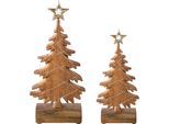 Dekofigur CREATIV DECO "LUMEN, Deko-Objekt Tannenbaum", braun (goldfarben), B:19cm H:40cm T:5cm, Holzwerkstoff, Dekofiguren, Dekofigur, Weihnachtsdeko, Batteriebetrieb