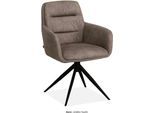 Esszimmerstuhl OMG DESIGN "Paco", taupe, schwarz, taupe, B:57,5cm H:87,5cm T:963,5cm, Polyester, Stühle, Esszimmerstuhl, Drehstuhl mit auto-return, Armlehnenstuhl